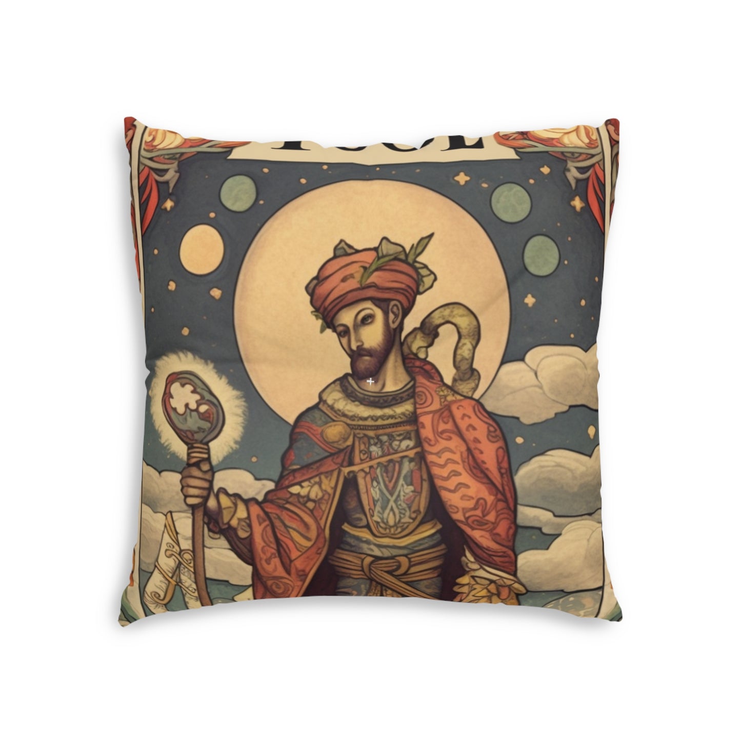 Expressive Tarot - 'The Fool' Card Artistic Reading Symbol - Tufted Floor Pillow, Square