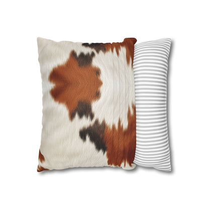 Hair Cowhide Leather Natural Design Tough Durable Rugged Style - Spun Polyester Square Pillow Case