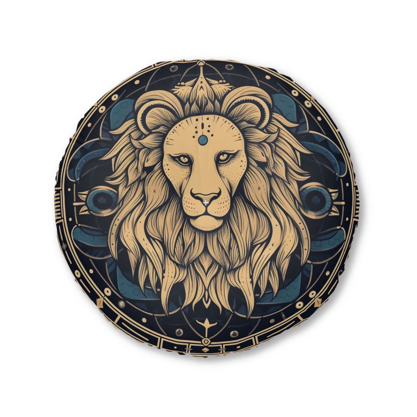 Leo Zodiac Sign - Mystic Circle Astrology Art Cosmic constellation - Tufted Floor Pillow, Round