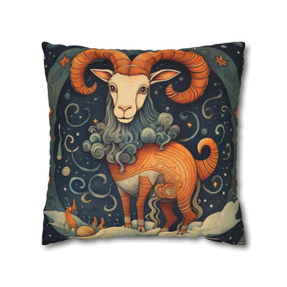 Capricorn Zodiac Children's Book Style Humorous Design - Spun Polyester Square Pillow Case