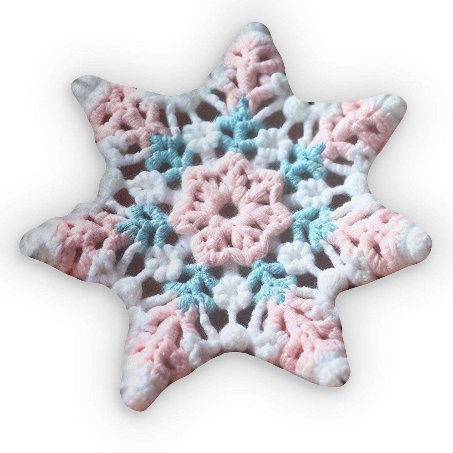 Christmas Crochet Snow, Snowflake Gift, Winter Season, Plush Shaped Pillow