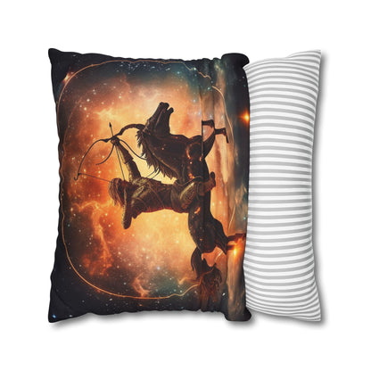 Sagittarius Constellation Totem - Archer in Action Zodiac Symbol - Spun Polyester Square Pillow Case