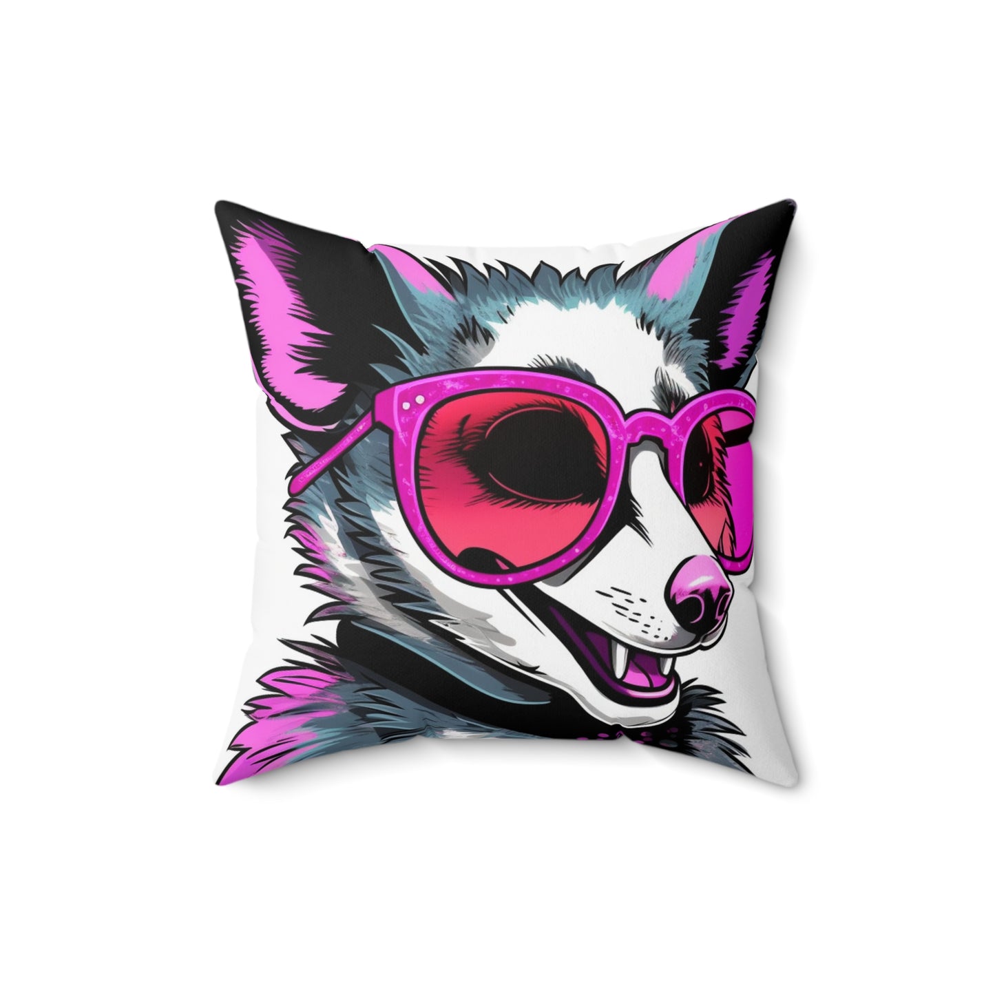 Enthusiastic Opossum Graphic Spun Polyester Square Pillow