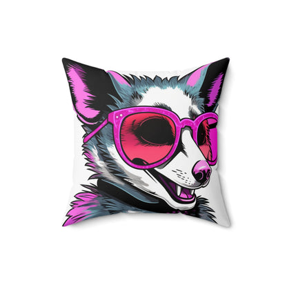 Enthusiastic Opossum Graphic Spun Polyester Square Pillow