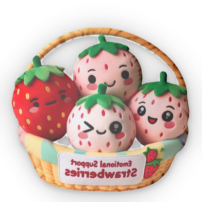 Emotional Support Strawberries, Strawberry Plush Shaped Pillow