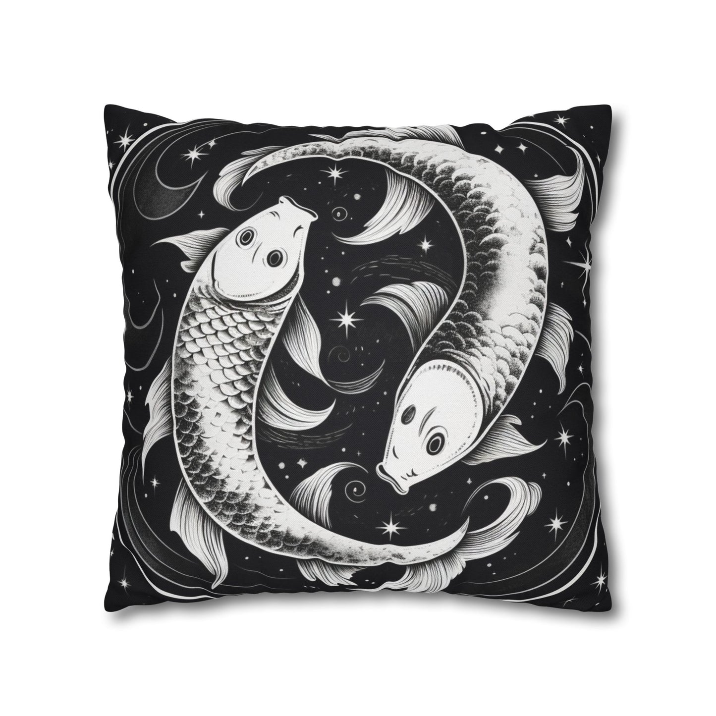 Pisces Zodiac Sign Polyester Square Pillow Case, Double Sided Design