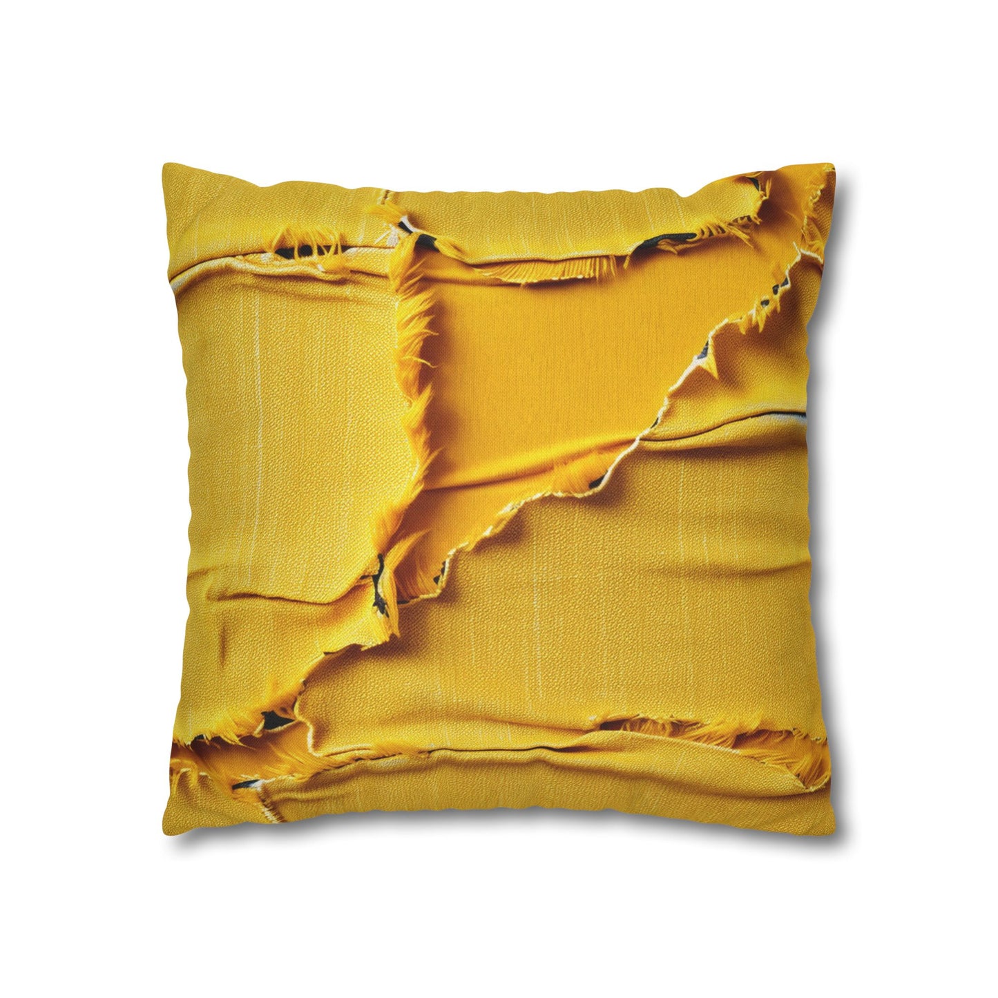 Banana Yellow Lemon: Bold Distressed, Denim-Inspired Fabric - Spun Polyester Square Pillow Case