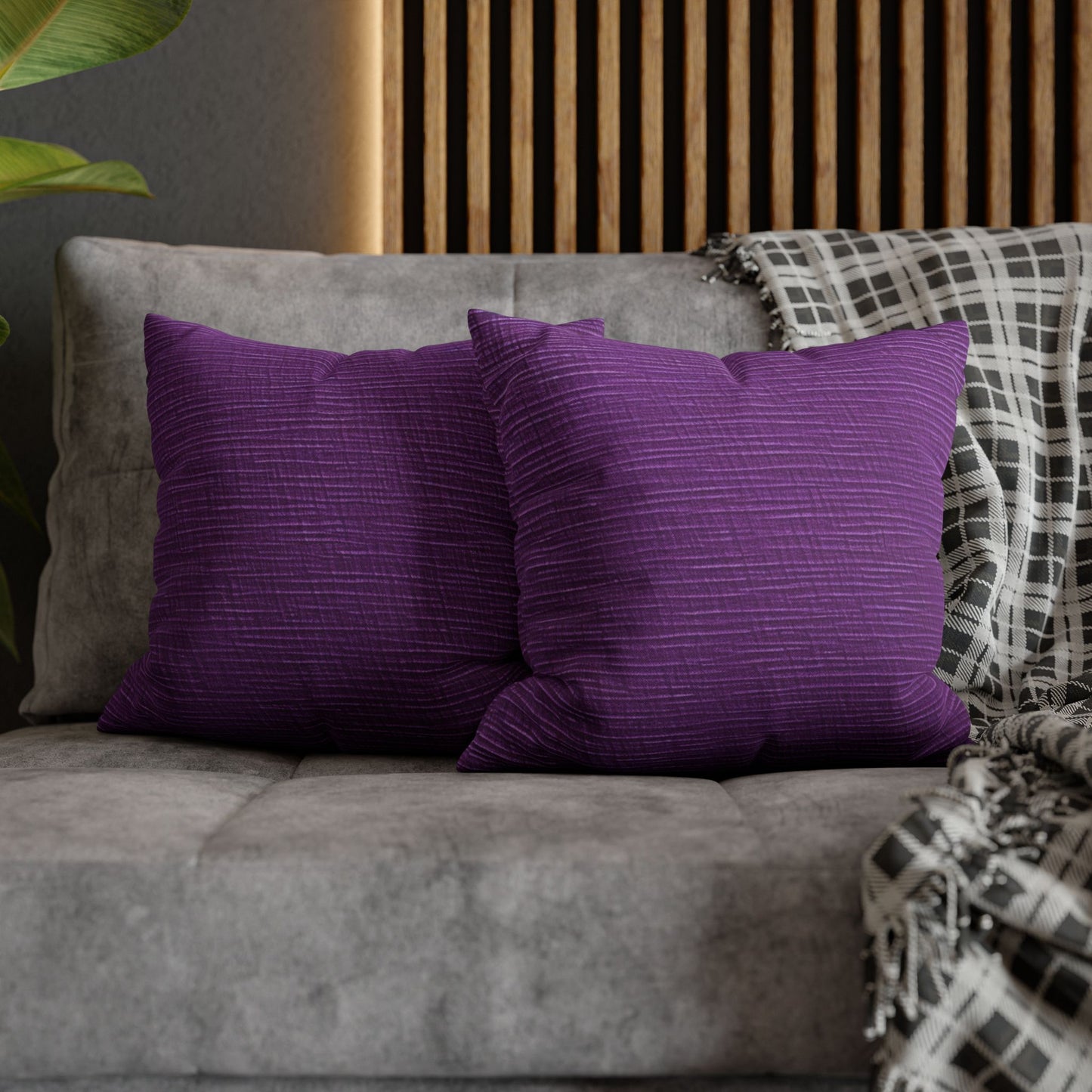 Violet/Plum/Purple: Denim-Inspired Luxurious Fabric - Spun Polyester Square Pillow Case