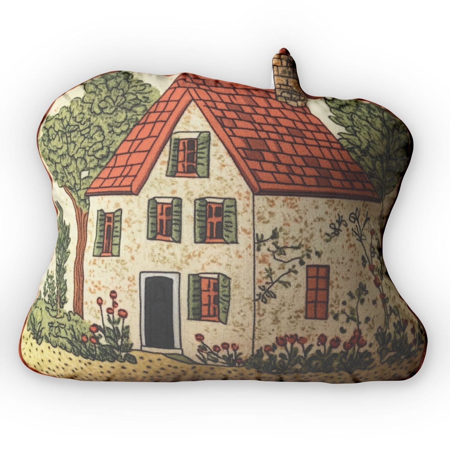 House in Woods, Woodland Gift, Plush Shaped Pillow