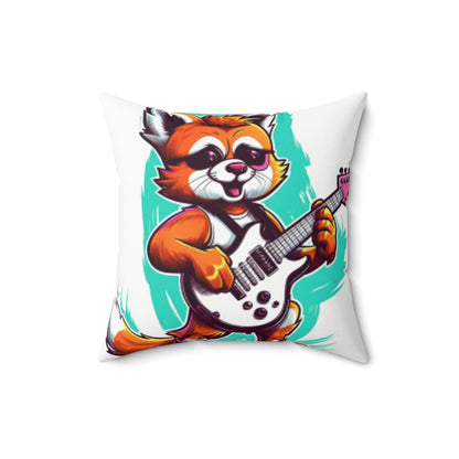 Red Panda Musician Guitarist Graphic Spun Polyester Square Pillow