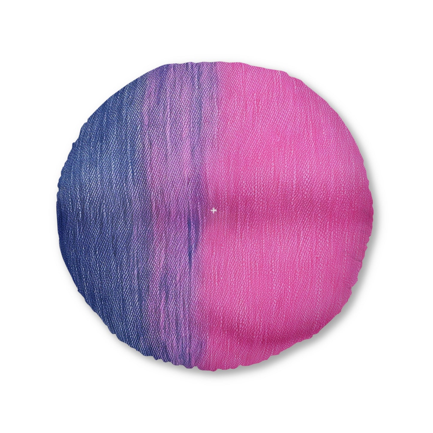 Dual Delight: Half-and-Half Pink & Blue Denim Daydream - Tufted Floor Pillow, Round