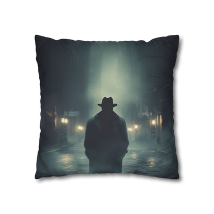 Mystery Detective Alley - Noir Book Cover Artwork Spun Polyester Square Pillow Case