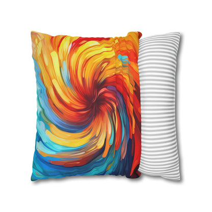 Vibrant Swirling Abstract Art - Unique and Colorful Spun Polyester Square Pillow Case