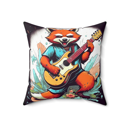 Red Panda Music Band Animal Spun Polyester Square Pillow