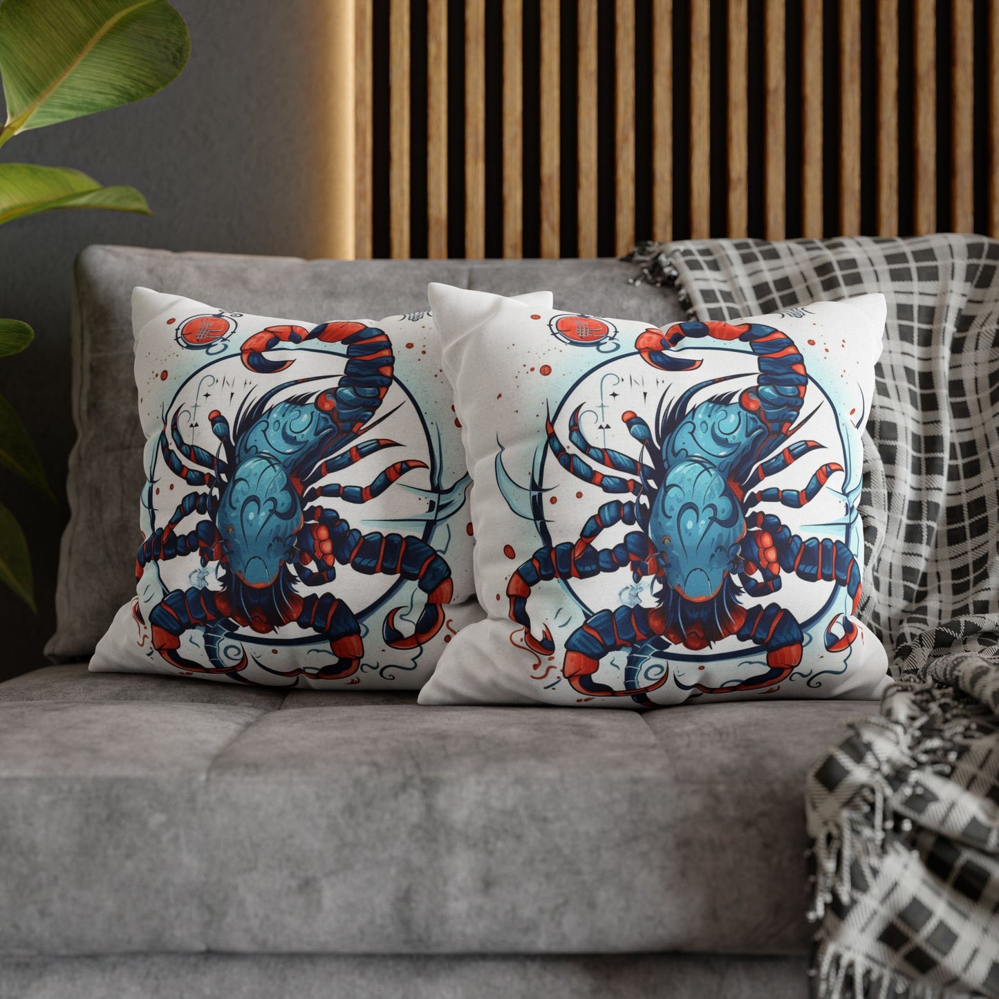 Cute Scorpio Zodiac Sign - Big Claws, Long Tail Cosmic Astrology Symbol - Spun Polyester Square Pillow Case