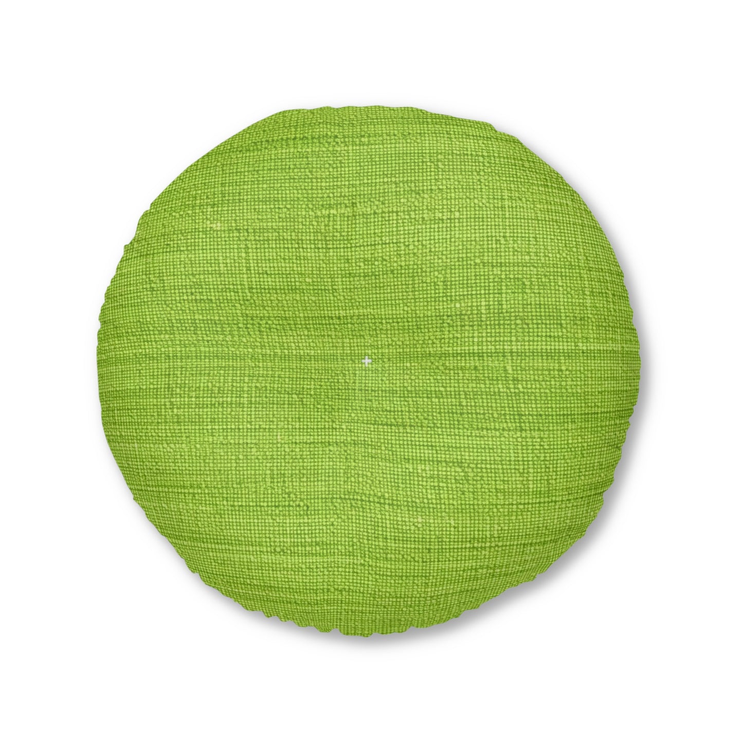 Lush Grass Neon Green: Denim-Inspired, Springtime Fabric Style - Tufted Floor Pillow, Round