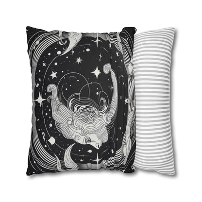 Aquarius Sign Spun Polyester Square Pillow Case, Double Sided Print