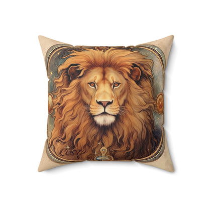 Astrological Leo Sign Vibrant Celestial Cosmic Zodiac -Spun Polyester Square Pillow