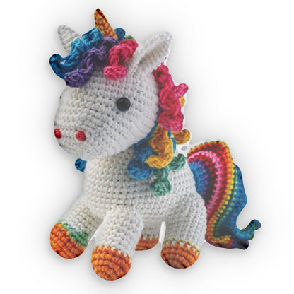 Unicorn Pony Shaped Hooked Pillow, Crochet Plush Gift