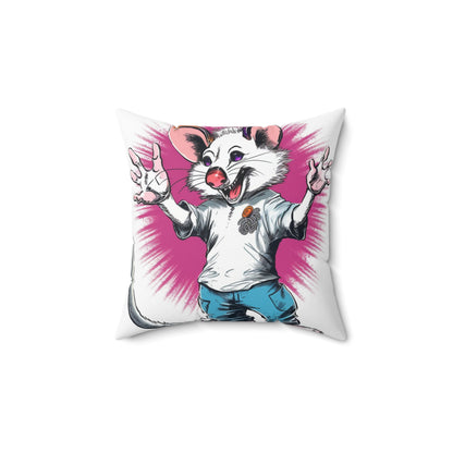 Energetic Possum Retro Art Funky Spun Polyester Square Pillow