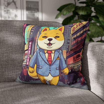 Shiba Inu Business Dog Pillow Case Crypto Fan Favorite, Polyester