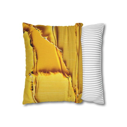 Banana Yellow Lemon: Bold Distressed, Denim-Inspired Fabric - Spun Polyester Square Pillow Case