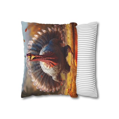 Thanksgiving Trot Turkey Run Athlete Sprint Racer Holiday Feast Dinner - Spun Polyester Square Pillow Case