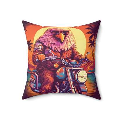 Classic American Motorcycle Ride Biker USA Style Spun Polyester Square Pillow