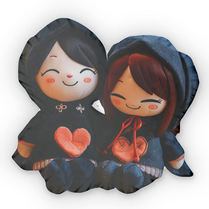 Cute Valentines Day Couple Plushie, Style Of Anime - Plush Shaped Pillow