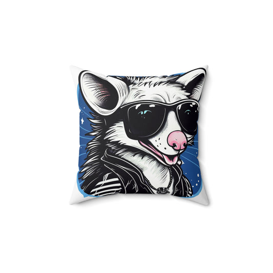 Whimsical Possum Retro Art Spun Polyester Square Pillow