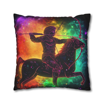 Colorful Sagittarius Zodiac Sign - Star Universe Theme - Spun Polyester Square Pillow Case