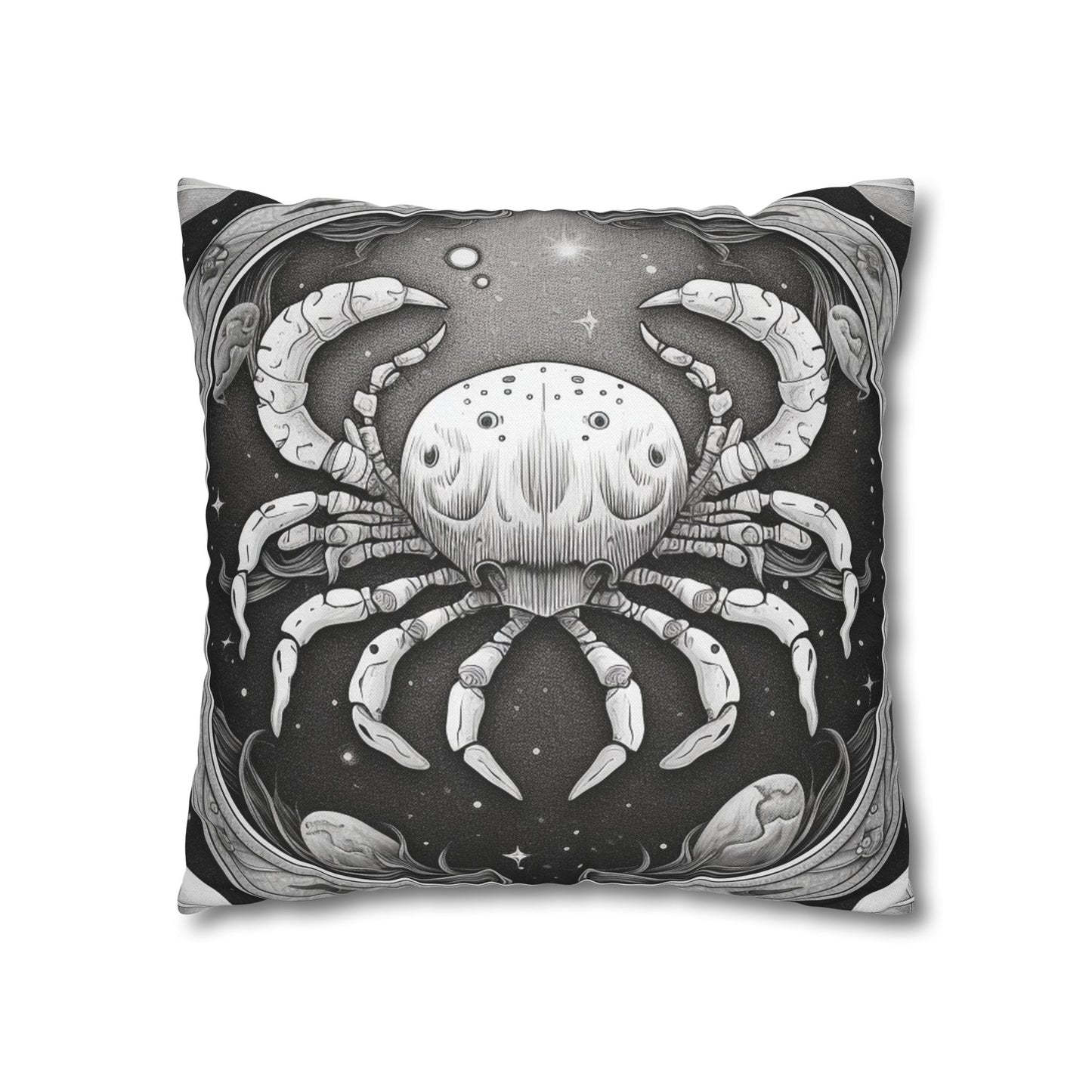 Cancer Zodiac Sign Polyester Square Pillow Case, Double Sided Design