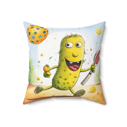 Pickleball Play: Pickle Sport Action Game, Fast Dink Ball - Spun Polyester Square Pillow