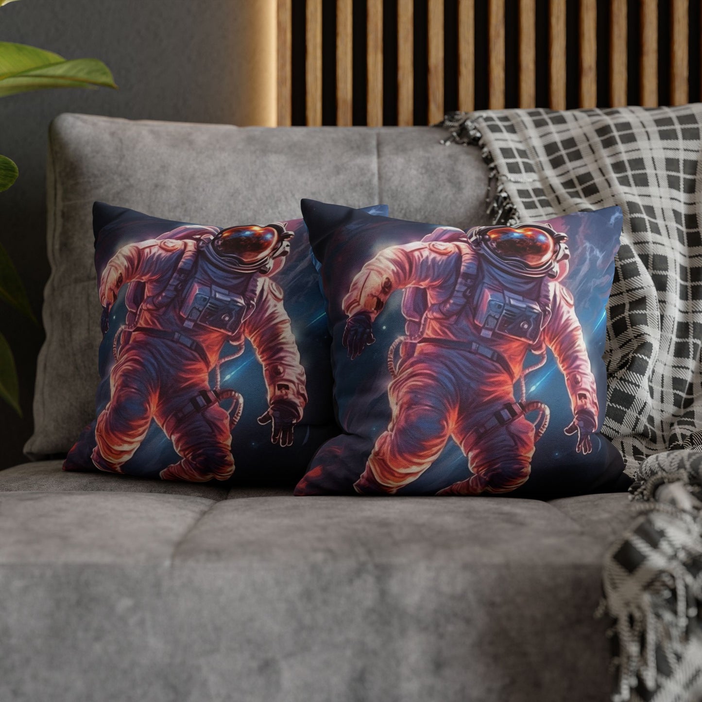 Astronaut Outer Space - Galaxy Starfield Art Spun Polyester Square Pillow Case