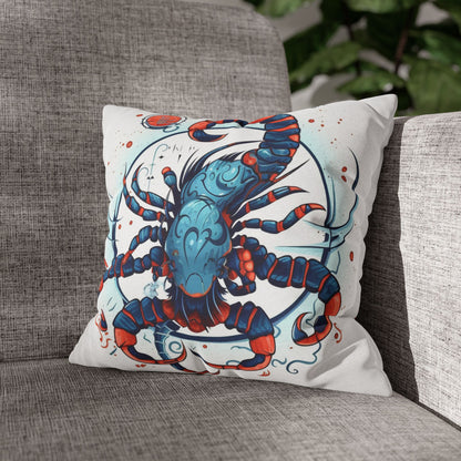 Cute Scorpio Zodiac Sign - Big Claws, Long Tail Cosmic Astrology Symbol - Spun Polyester Square Pillow Case