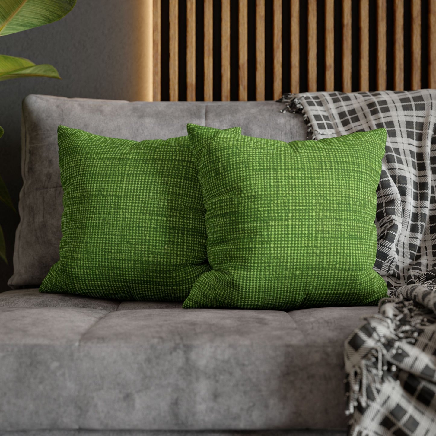 Olive Green Denim-Style: Seamless, Textured Fabric - Spun Polyester Square Pillow Case