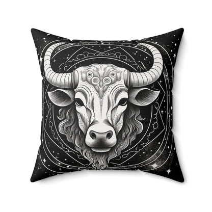 Taurus Zodiac, Earthy Bull Design, Earth Element, Spun Polyester Square Pillow