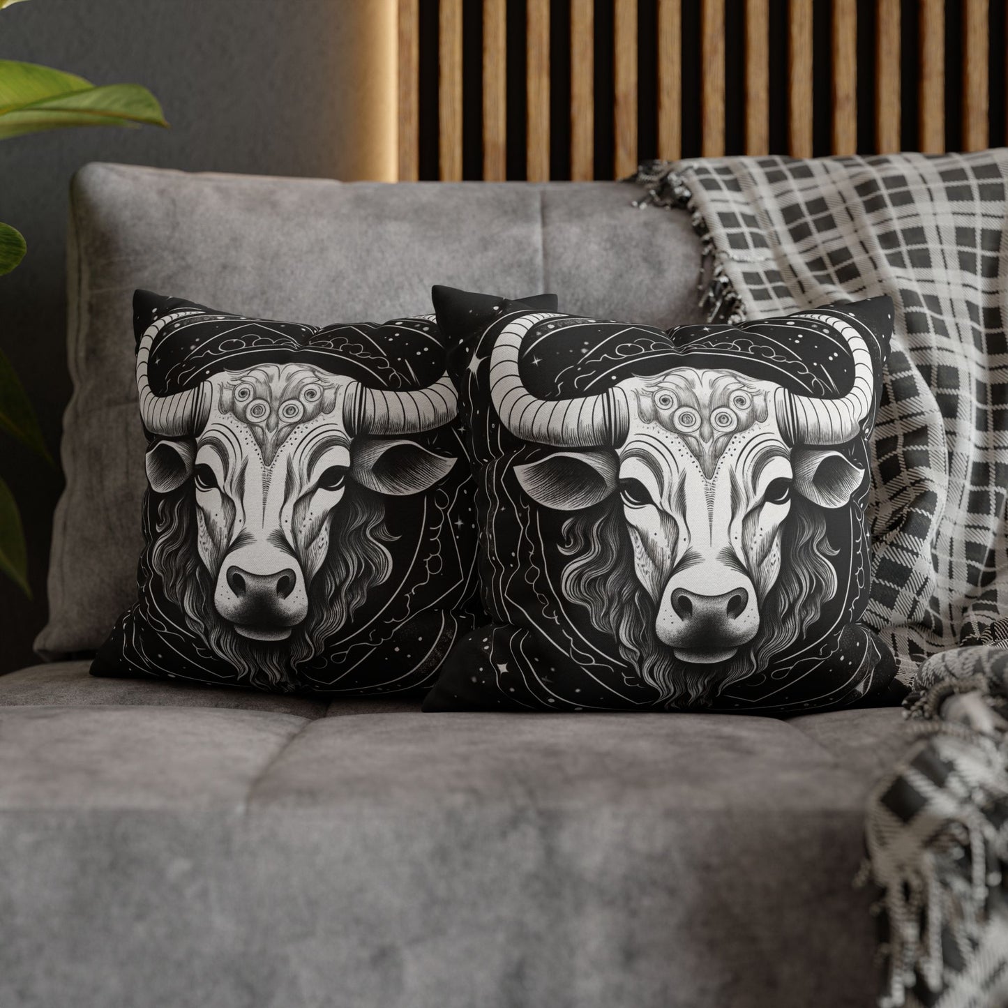 Taurus Sign Spun Polyester Square Pillow Case, Indoor, Double Sided