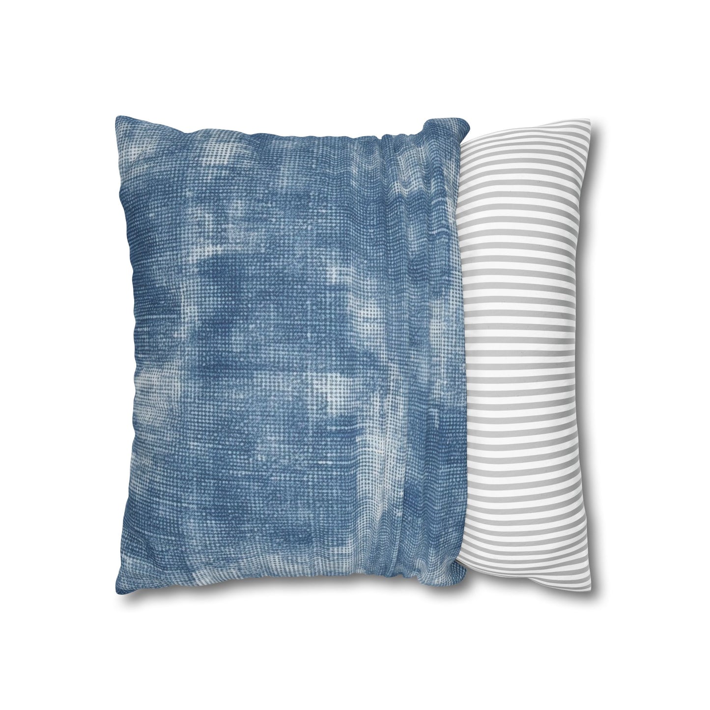 Faded Blue Washed-Out: Denim-Inspired, Style Fabric - Spun Polyester Square Pillow Case