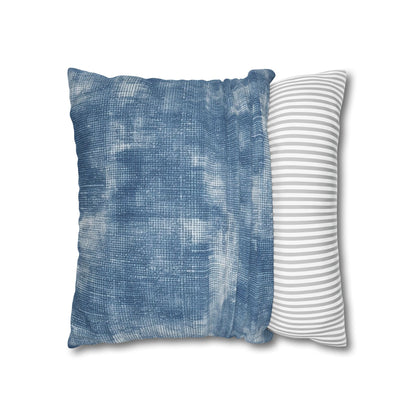 Faded Blue Washed-Out: Denim-Inspired, Style Fabric - Spun Polyester Square Pillow Case