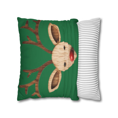 Red Reindeer Nose Christmas Classic Winter Season - Spun Polyester Square Pillow Case