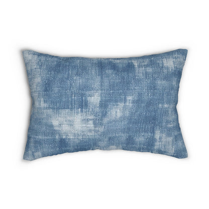 Faded Blue Washed-Out: Denim-Inspired, Style Fabric - Spun Polyester Lumbar Pillow