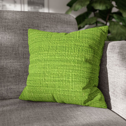 Lush Grass Neon Green: Denim-Inspired, Springtime Fabric Style - Spun Polyester Square Pillow Case