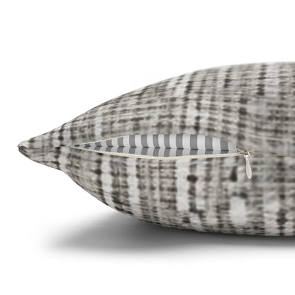 Silver Grey: Denim-Inspired, Contemporary Fabric Design - Spun Polyester Square Pillow Case