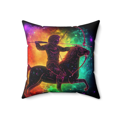 Colorful Sagittarius Zodiac Sign - Star Universe Theme - Spun Polyester Square Pillow