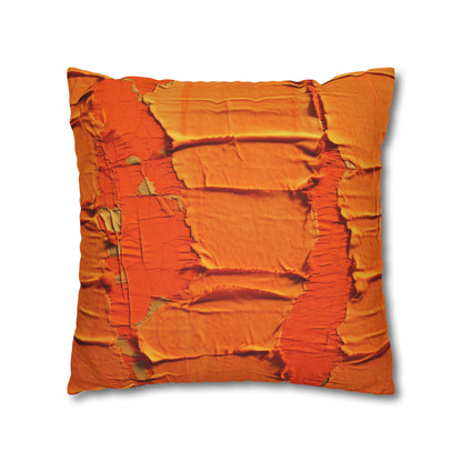 Fiery Citrus Orange: Edgy Distressed, Denim-Inspired Fabric - Spun Polyester Square Pillow Case