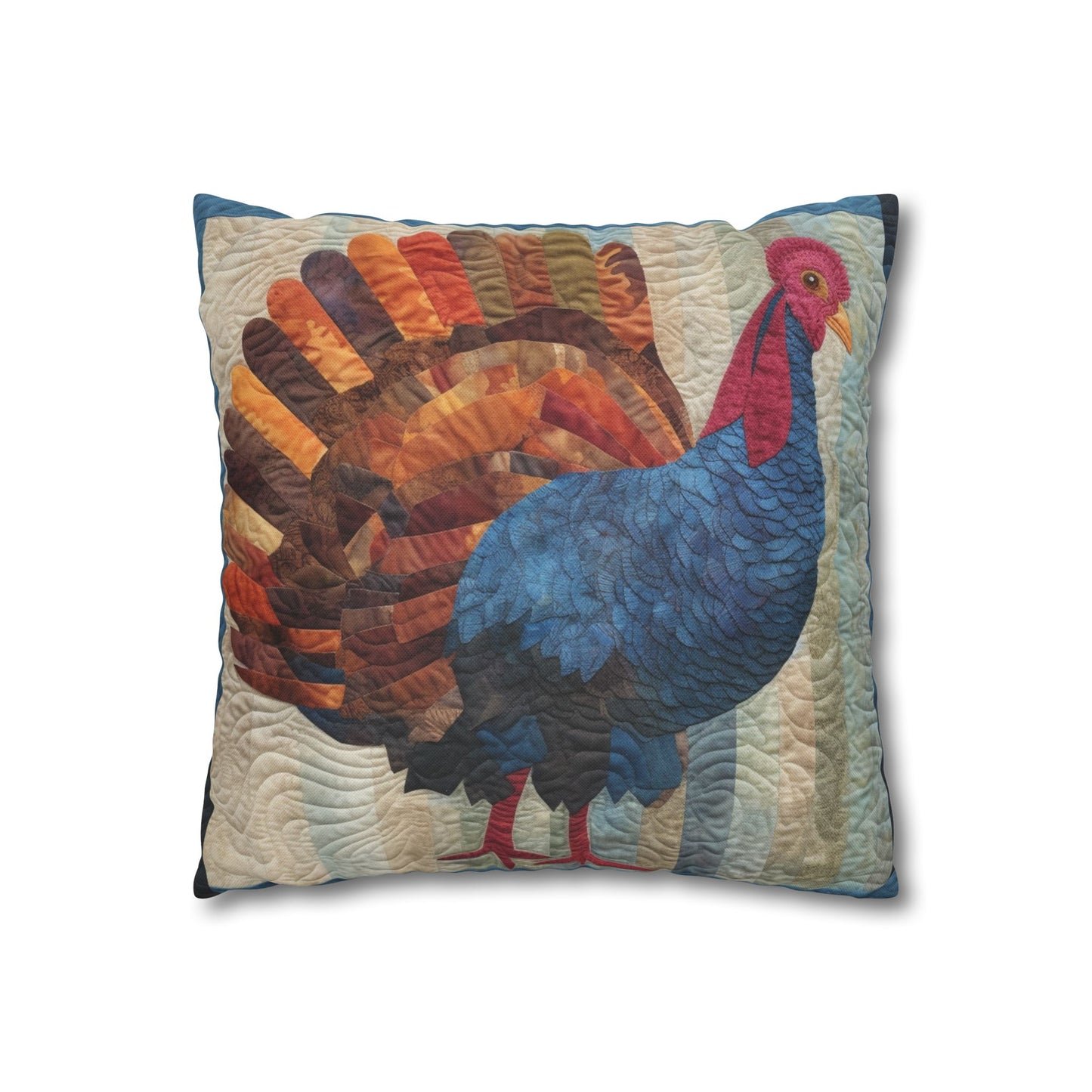 Thanksgiving Harvest Quilt: Festive Turkey Design for Holiday Season - Spun Polyester Square Pillow Case