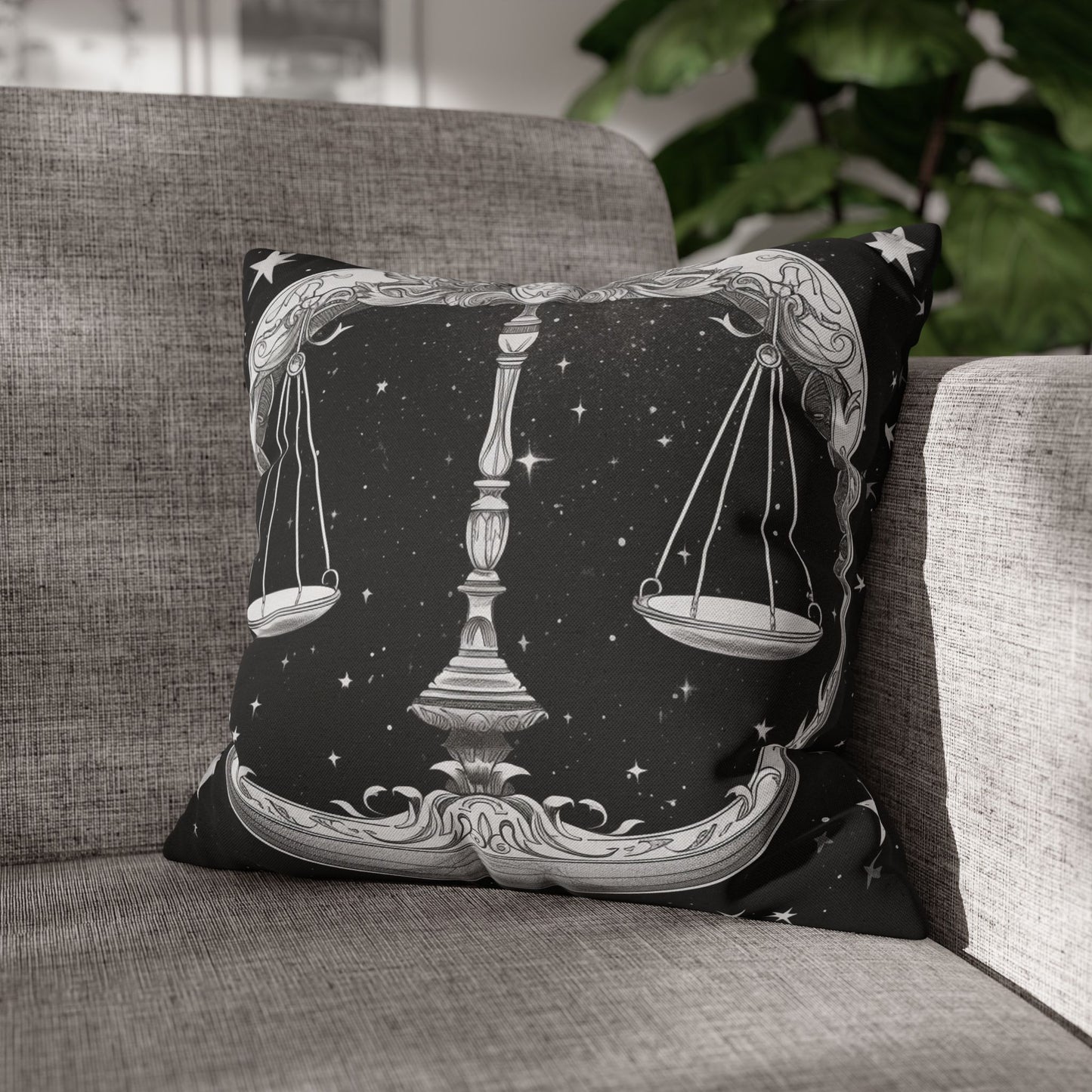 Libra Zodiac Sign Polyester Square Pillow Case, Double Sided Print