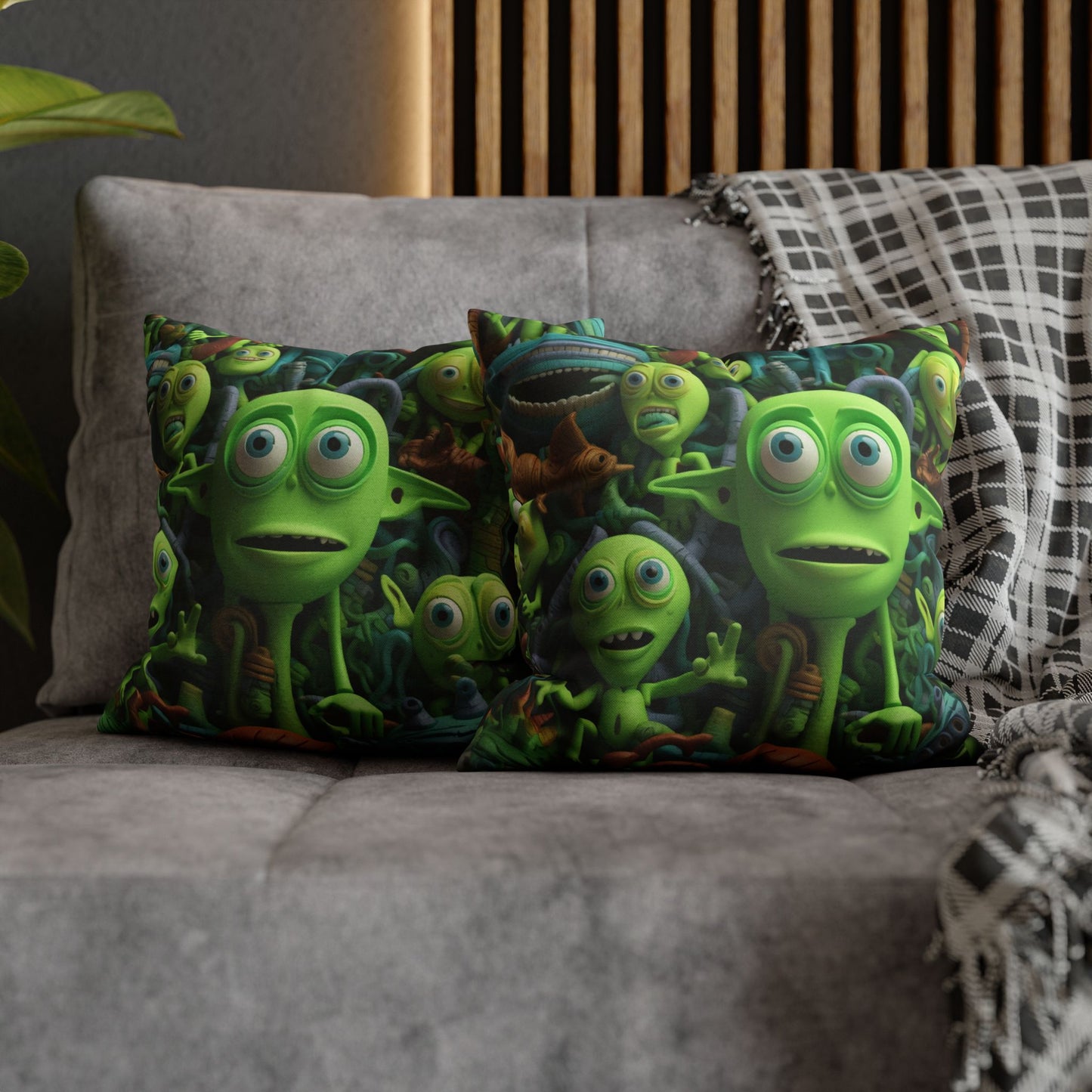 Toy Alien Story Space Character Galactic UFO Anime Cartoon - Spun Polyester Square Pillow Case