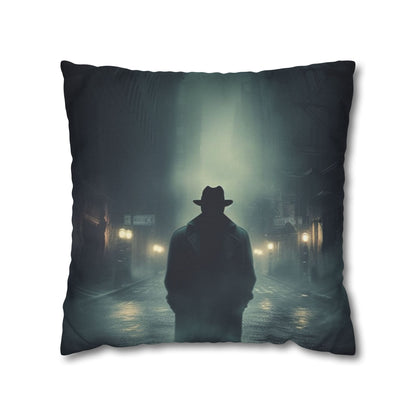 Mystery Detective Alley - Noir Book Cover Artwork Spun Polyester Square Pillow Case